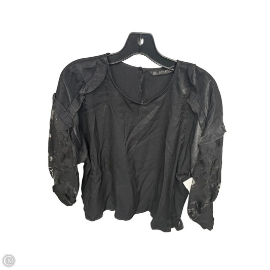 Top 3/4 Sleeve By Zara In Black, Size: M