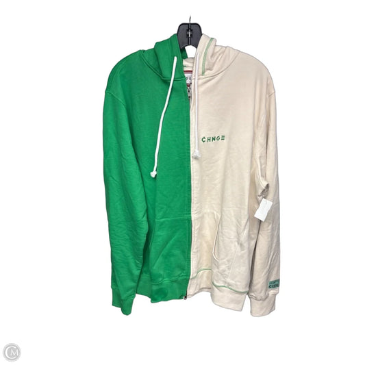 Sweatshirt Hoodie By Clothes Mentor In Cream & Green, Size: Xl