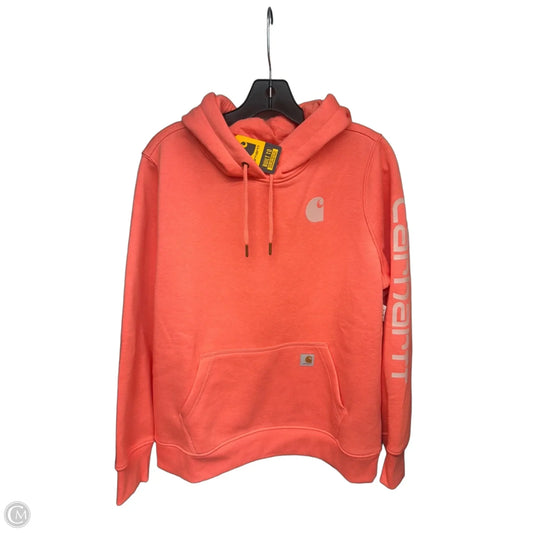Sweatshirt Hoodie By Carhartt In Orange & White, Size: L