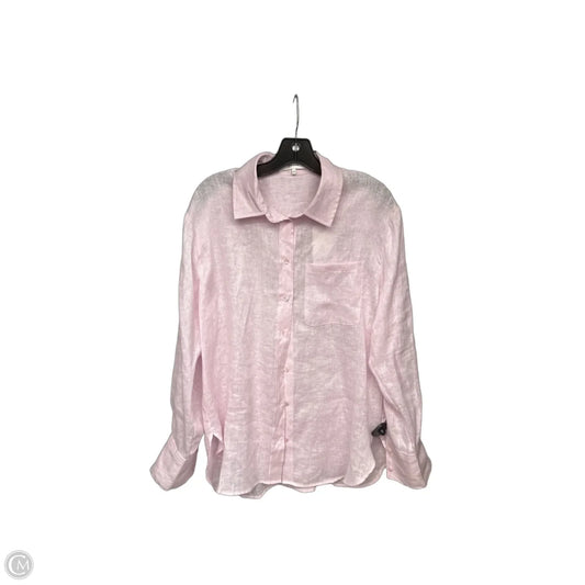 Blouse Long Sleeve By Frame In Pink, Size: M