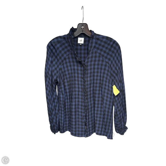 Top Long Sleeve By Cabi In Black & Blue, Size: S