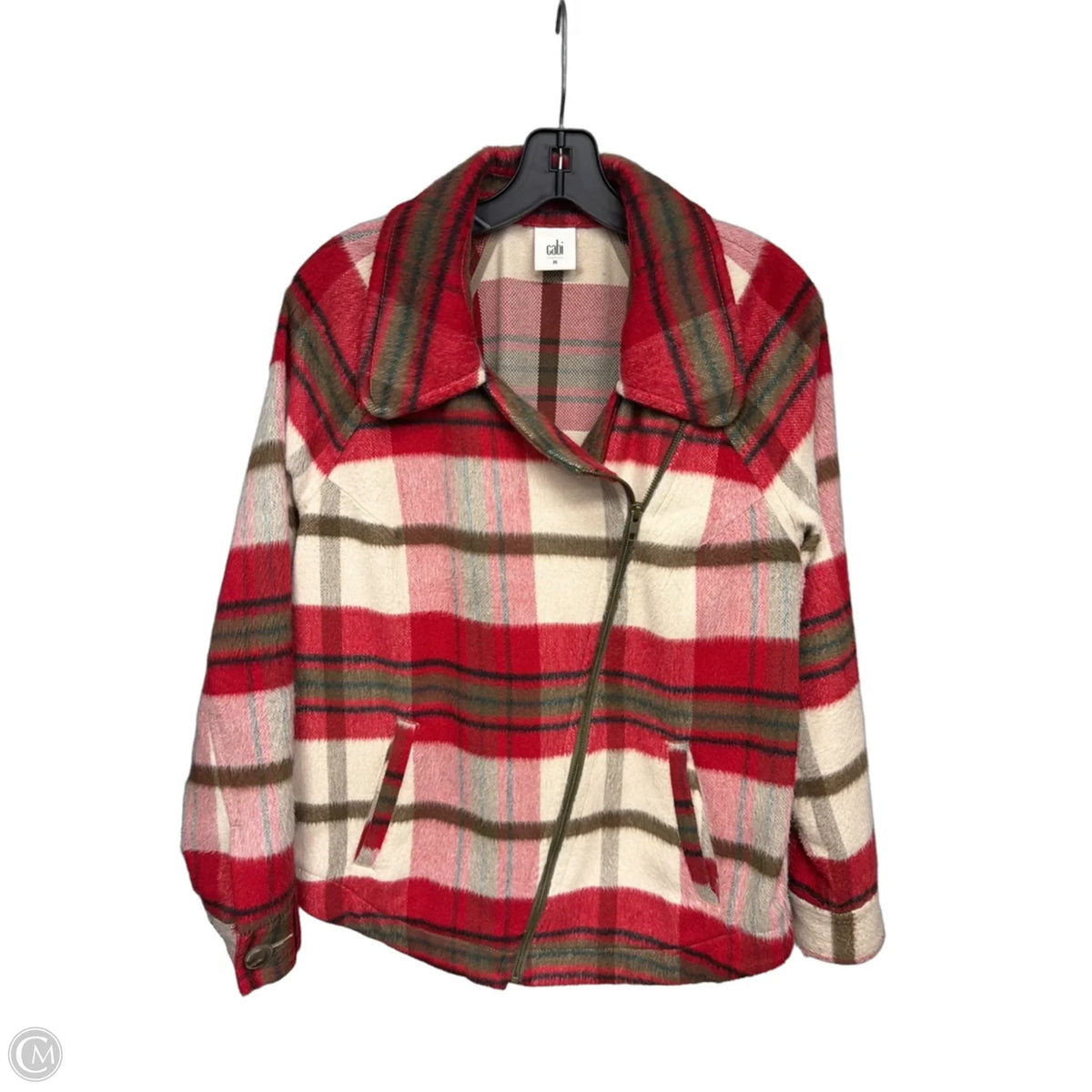 Jacket Moto By Cabi In Plaid Pattern, Size: M