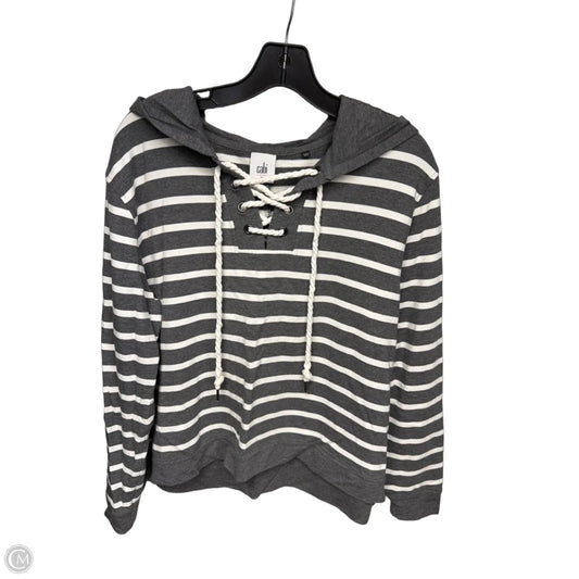 Sweatshirt Hoodie By Cabi In Grey & White, Size: M