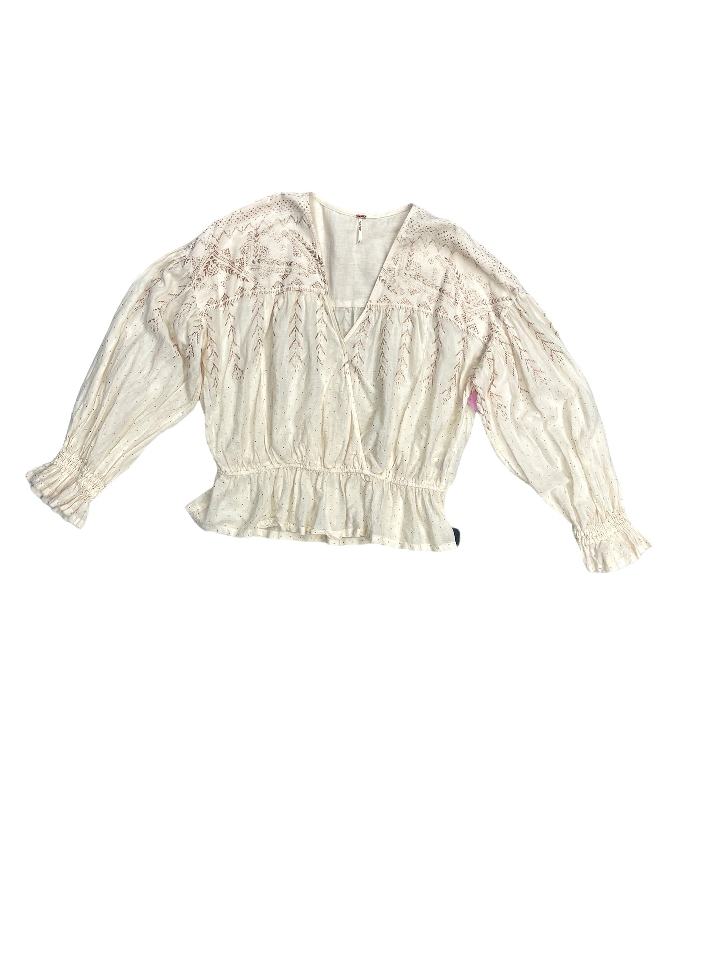 Cream Top Long Sleeve Free People, Size M