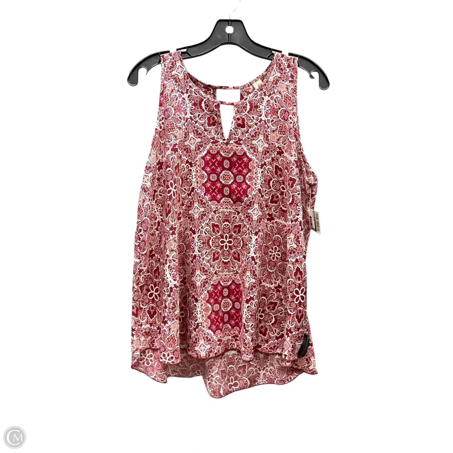 Top Sleeveless By Allison Joy In Cream & Red, Size: L