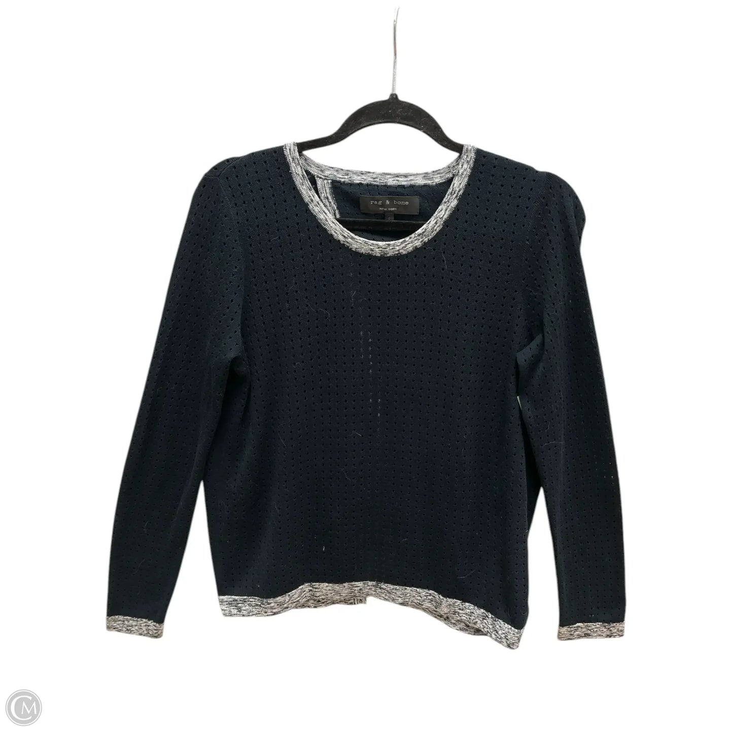 Top Long Sleeve By Rag And Bone In Black & Grey, Size: S