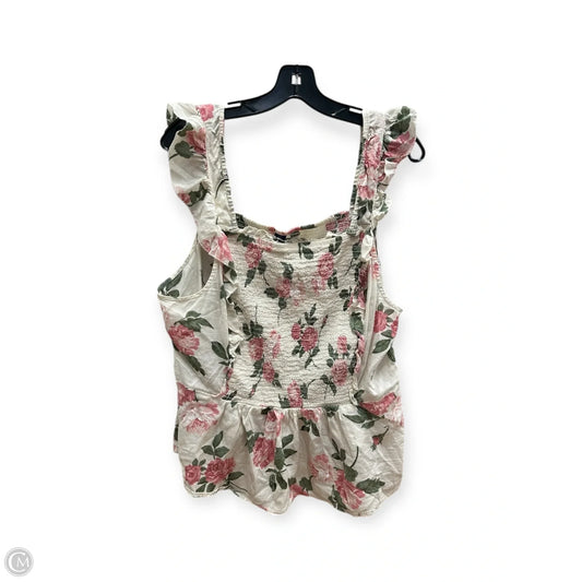 Top Sleeveless By Old Navy In Cream & Pink, Size: Xxl
