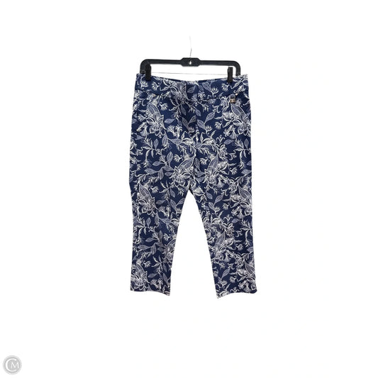 Pants Cropped By Rafaella In Blue & White, Size: 14