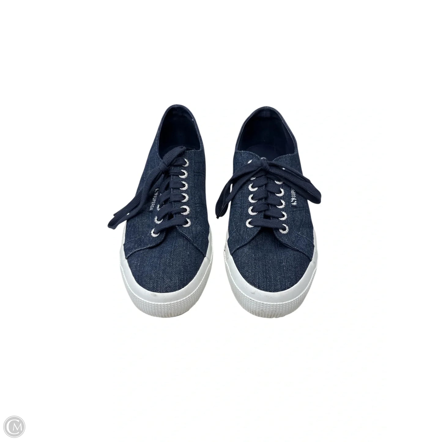 Shoes Sneakers By Superga In Blue Denim, Size: 8