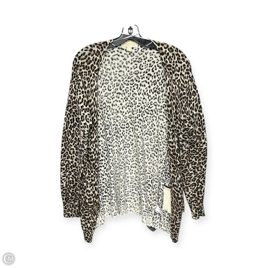 Cardigan Designer By Michael Kors In Leopard Print, Size: L
