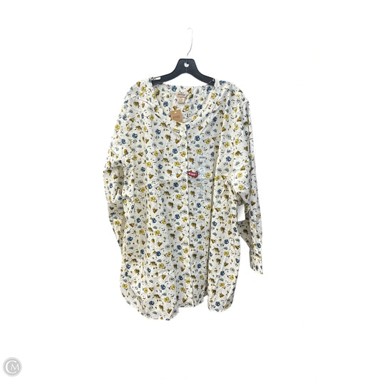 Top Long Sleeve By Duluth Trading In Cream & Green, Size: 4x