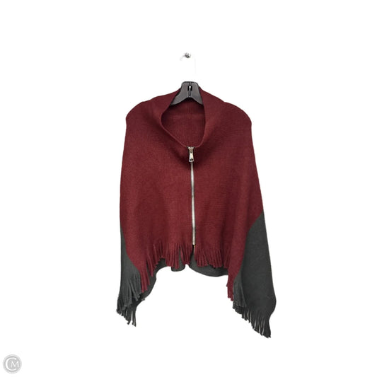 Poncho By Clothes Mentor In Grey & Red, Size: Osfm