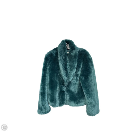 Coat Faux Fur & Sherpa By Boston Proper In Green, Size: 12