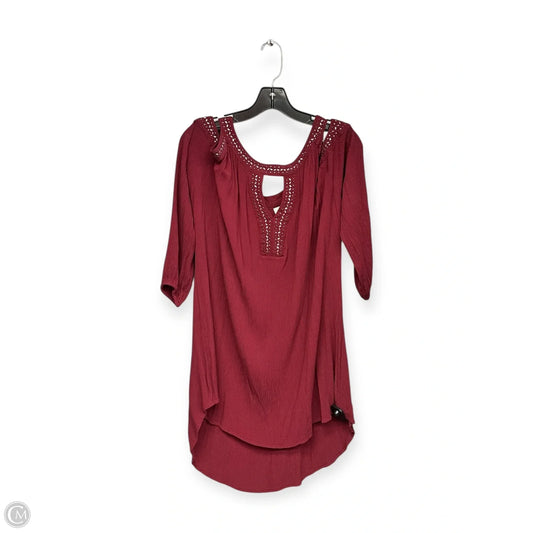 Top 3/4 Sleeve By Knox Rose In Maroon, Size: Xxl