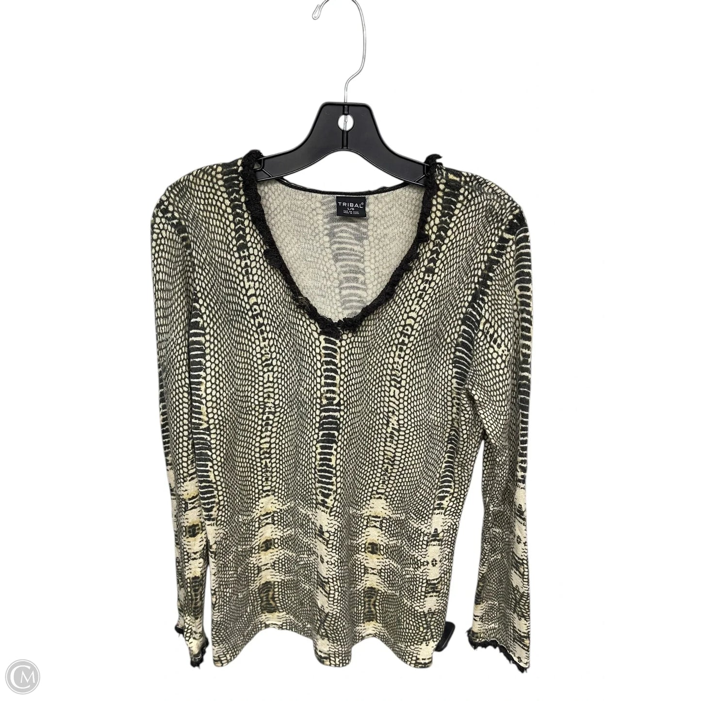 Sweater By Tribal In Snakeskin Print, Size: L