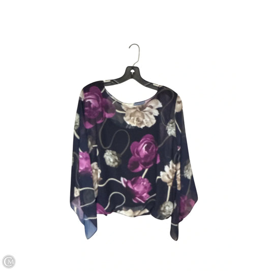 Blouse Long Sleeve By Alfani In Blue & Purple, Size: L