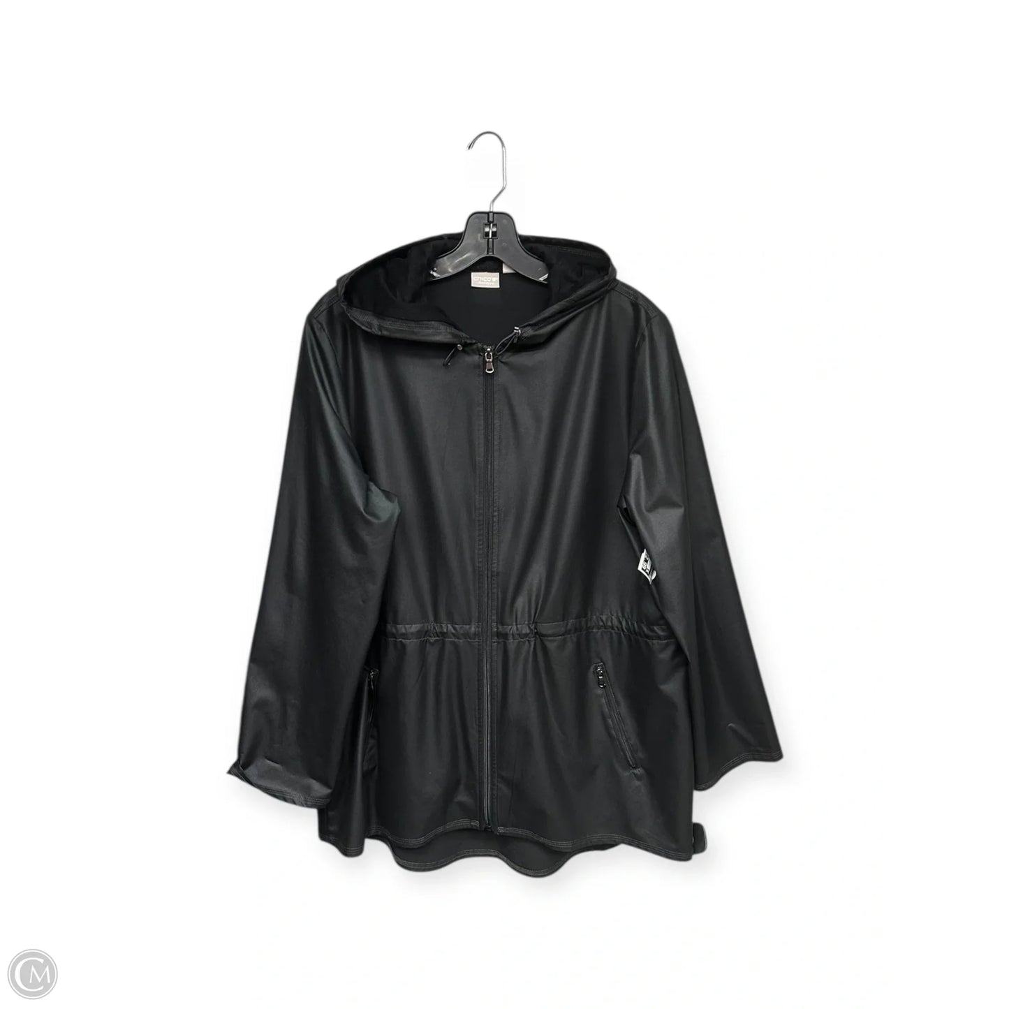Jacket Windbreaker By Chicos In Black, Size: L