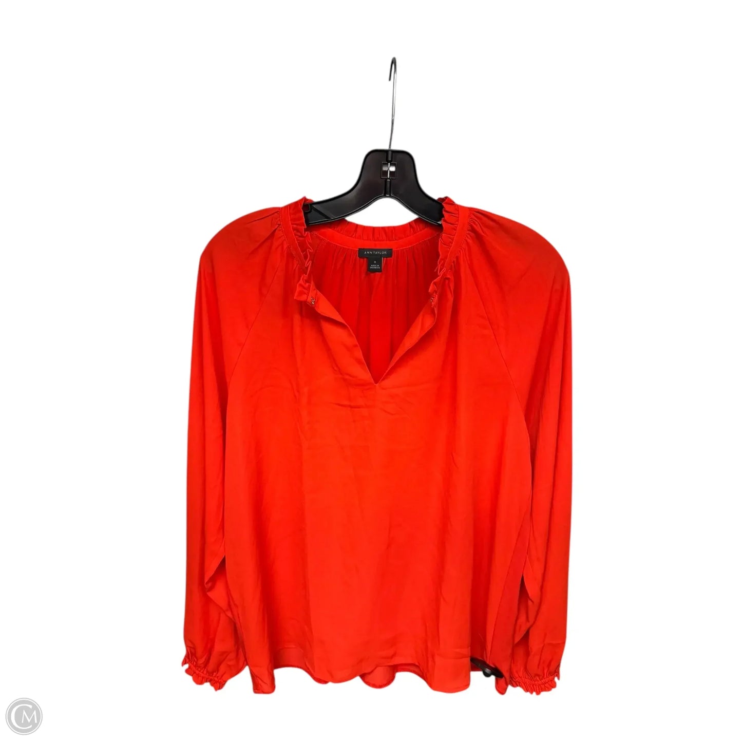 Blouse Long Sleeve By Ann Taylor In Red, Size: M