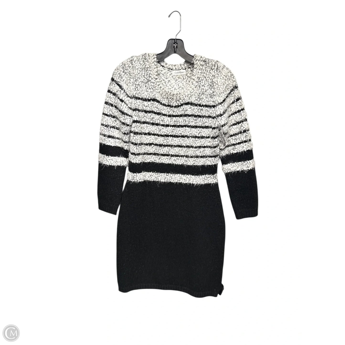 Dress Sweater By Calvin Klein In Black & White, Size: M