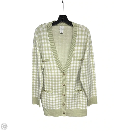 Sweater Cardigan By Joie In Checkered Pattern, Size: L