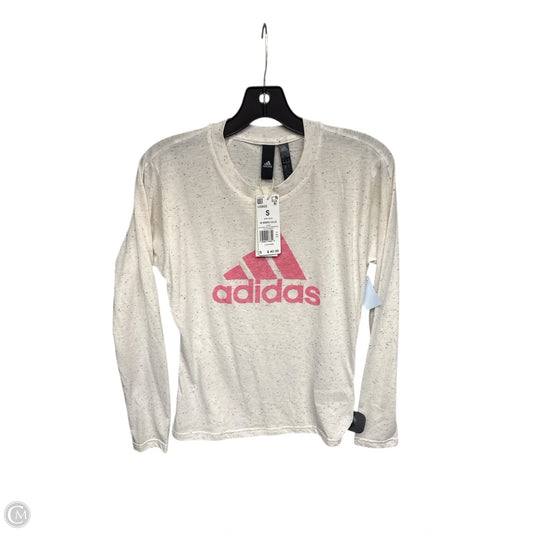 Athletic Top Long Sleeve Crewneck By Adidas In Cream & Pink, Size: S