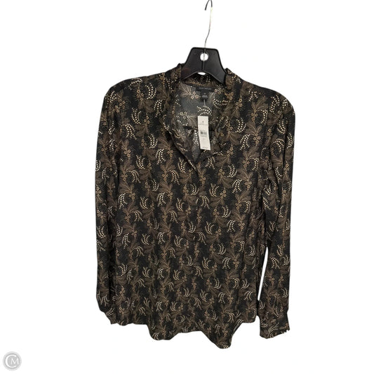 Blouse Long Sleeve By Ann Taylor In Black & Brown, Size: S