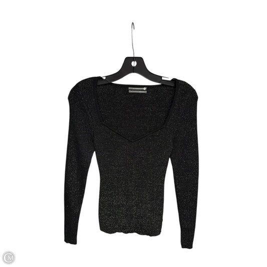 Top Long Sleeve By Anthropologie In Black & Gold, Size: S