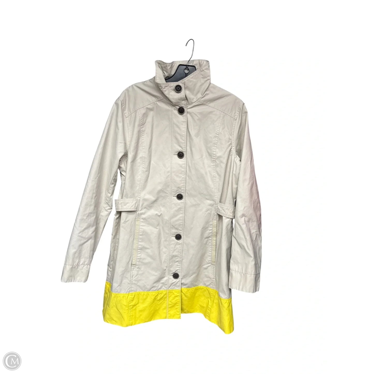 Jacket Windbreaker By Eddie Bauer In Tan & Yellow, Size: L