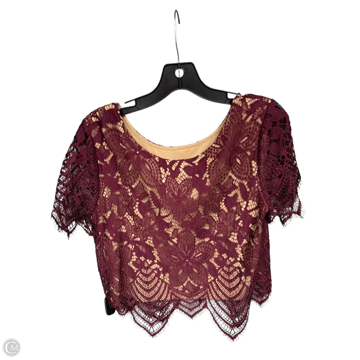 Top Short Sleeve By Express In Maroon, Size: M