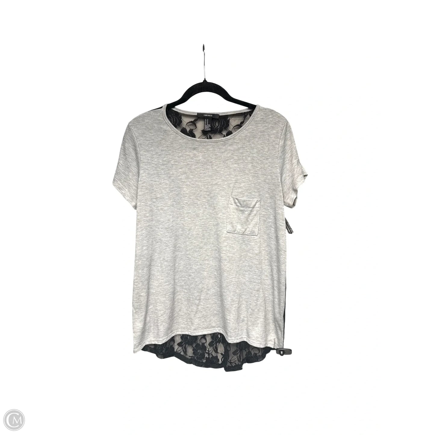 Top Short Sleeve By Forever 21 In Black & Grey, Size: M