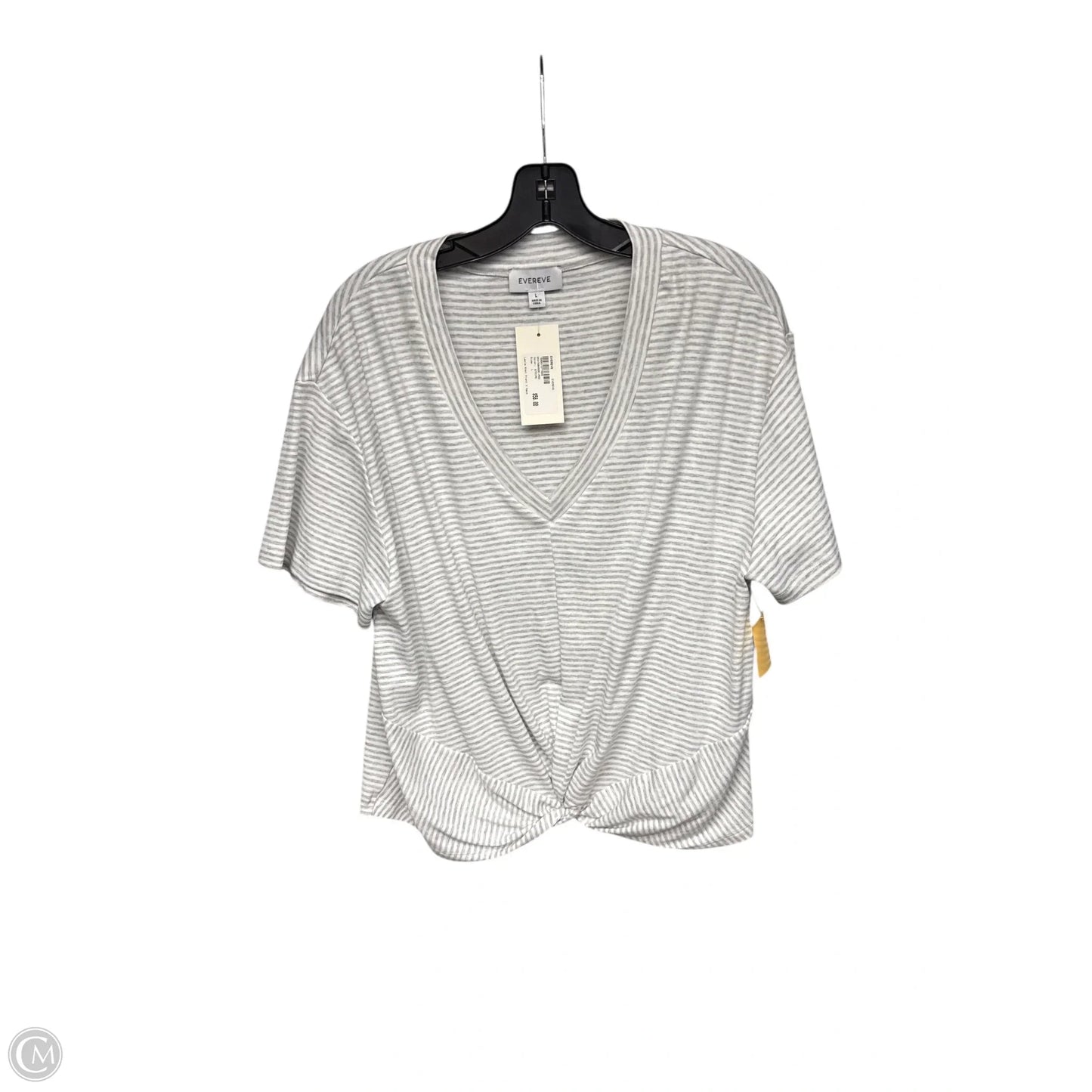 Top Short Sleeve By Evereve In Striped Pattern, Size: L