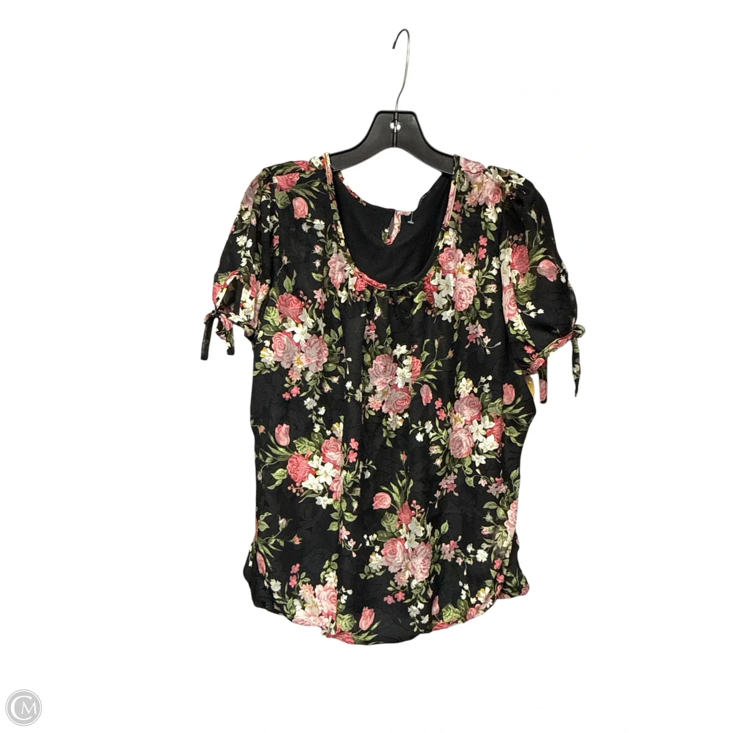 Top Short Sleeve By Tamara H In Black & Pink, Size: L