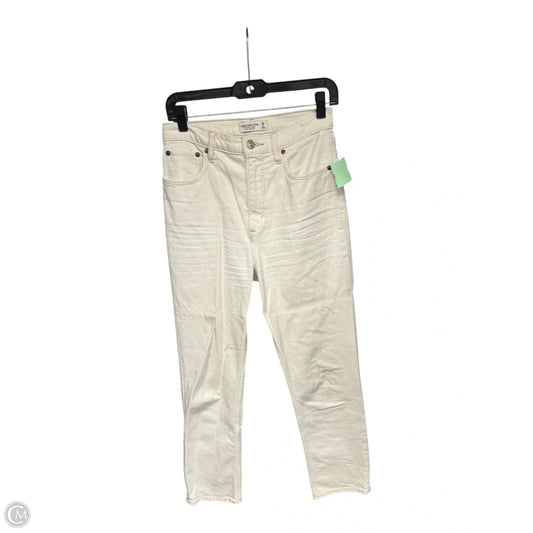 Jeans Straight By Abercrombie And Fitch In Cream Denim, Size: 6l