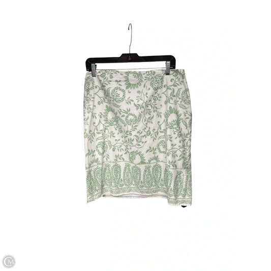 Skirt Midi By Ann Taylor In Green & White, Size: 12p