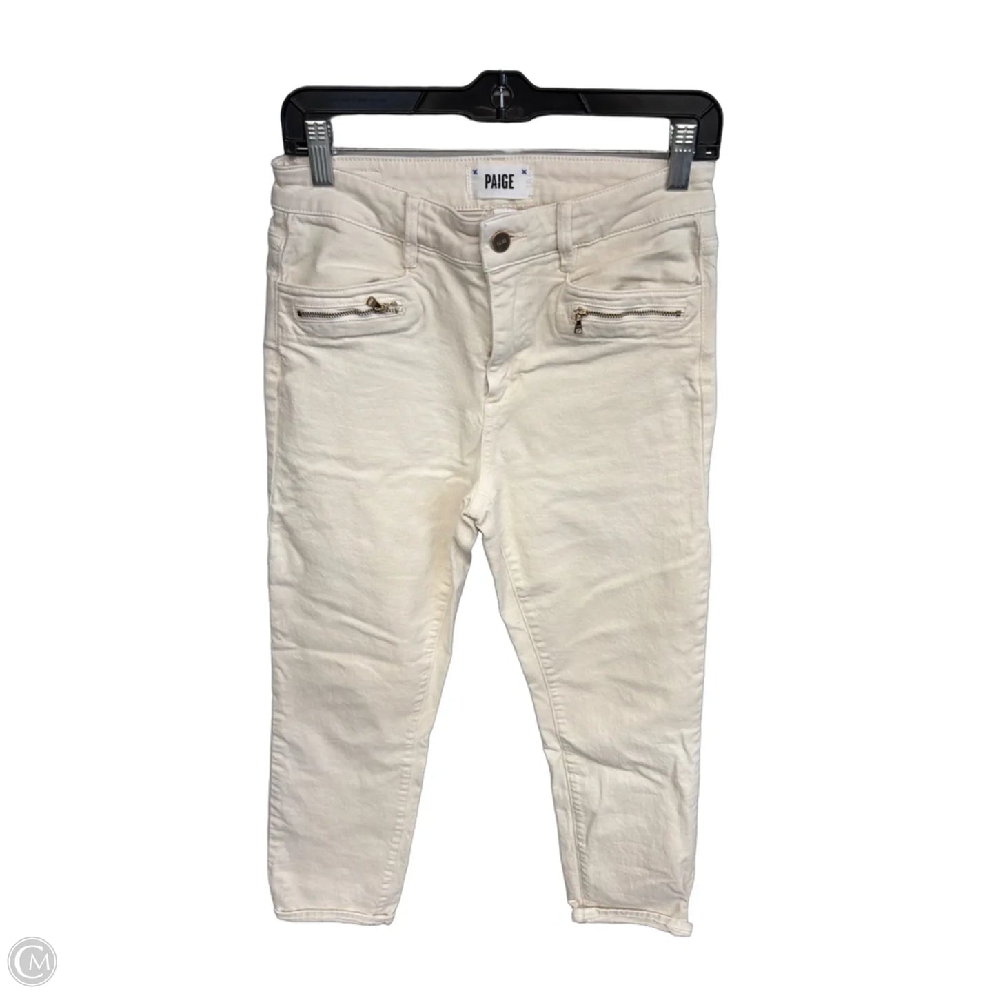 Jeans Straight By Paige In Cream Denim, Size: 4