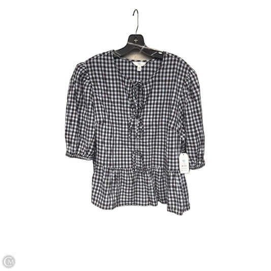 Top Short Sleeve By Time And Tru In Checkered Pattern, Size: 22