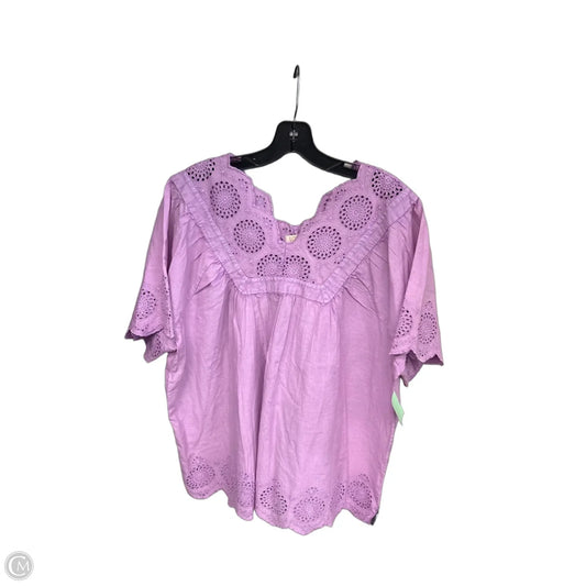 Top Short Sleeve By Logo In Purple, Size: L