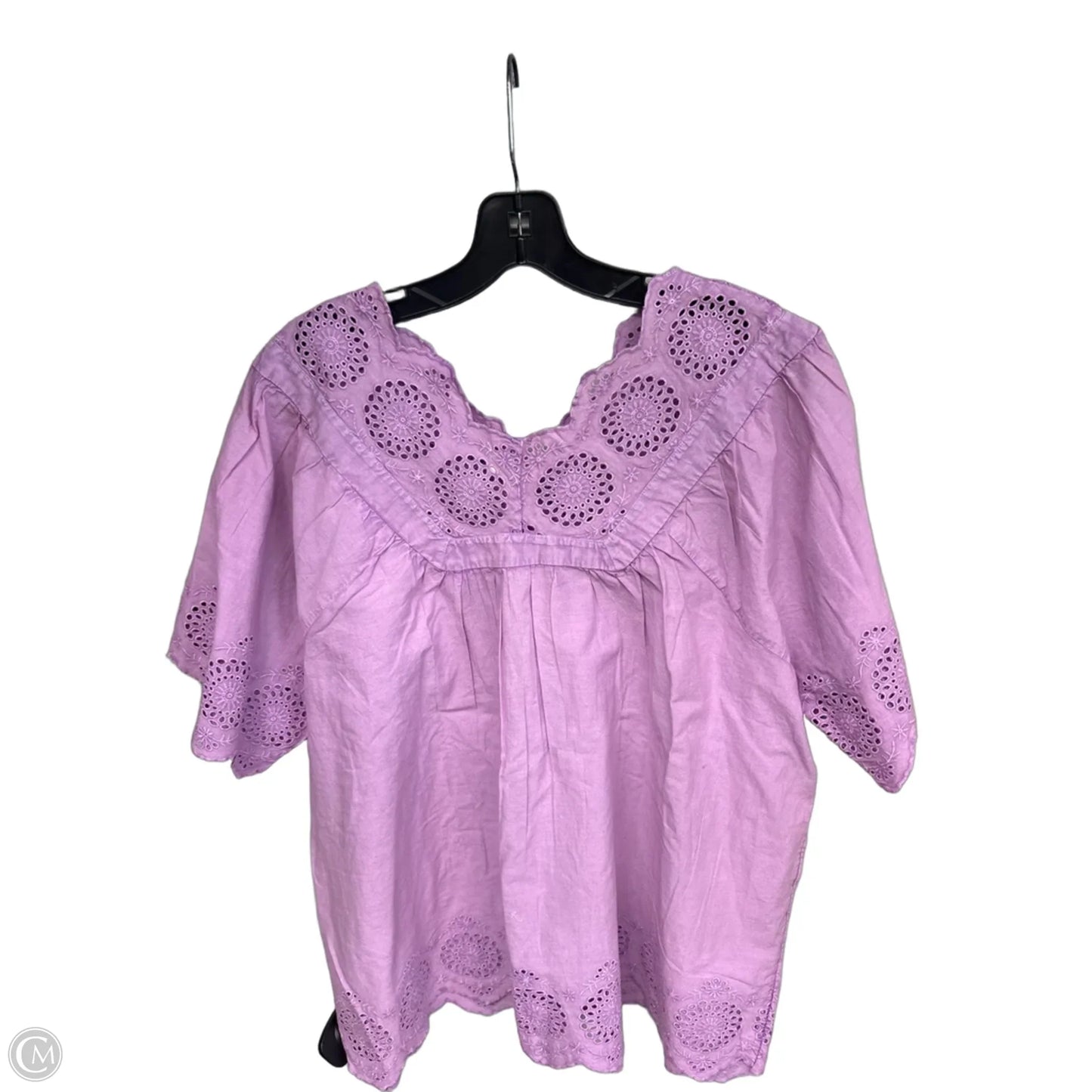 Top Short Sleeve By Logo In Purple, Size: L