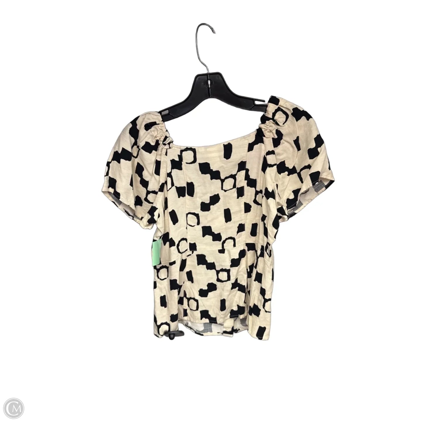 Top Short Sleeve By H&m In Black & Cream, Size: S