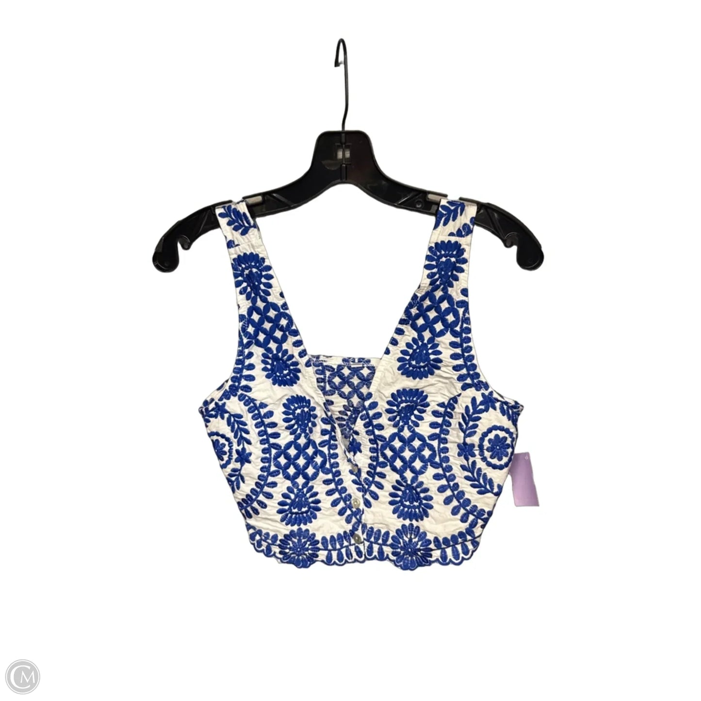 Top Sleeveless By Clothes Mentor In Blue & White, Size: M