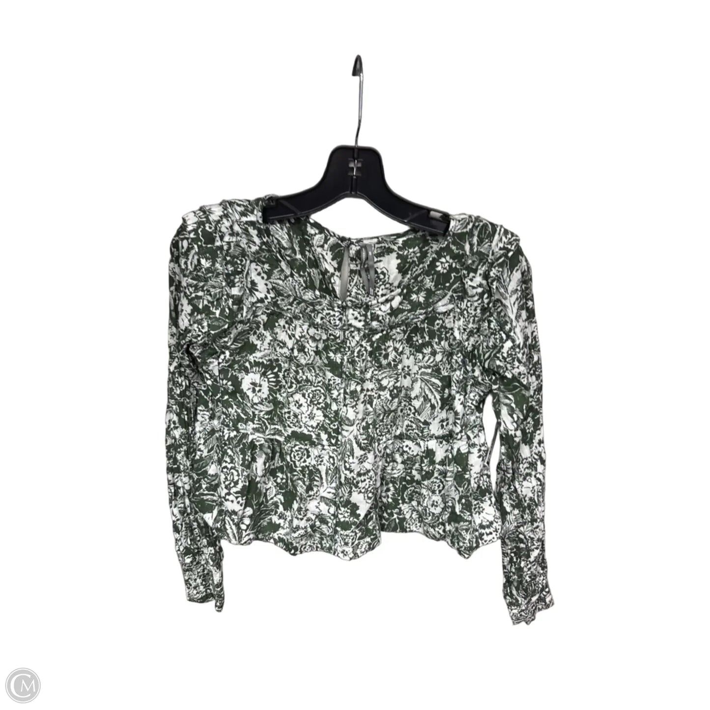 Top Long Sleeve By Anthropologie In Green & White, Size: Xxs