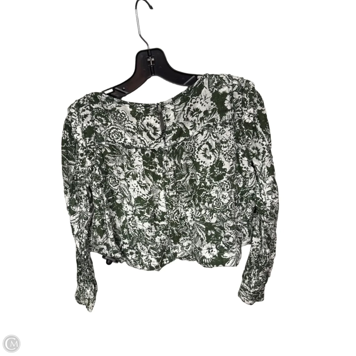 Top Long Sleeve By Anthropologie In Green & White, Size: Xxs
