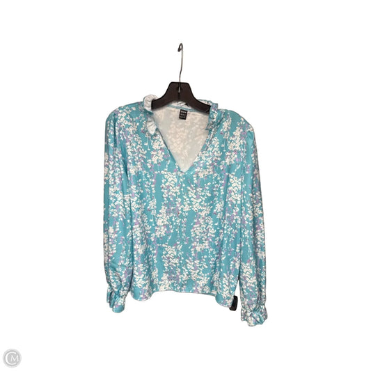 Top Long Sleeve By Shein In Blue & White, Size: L