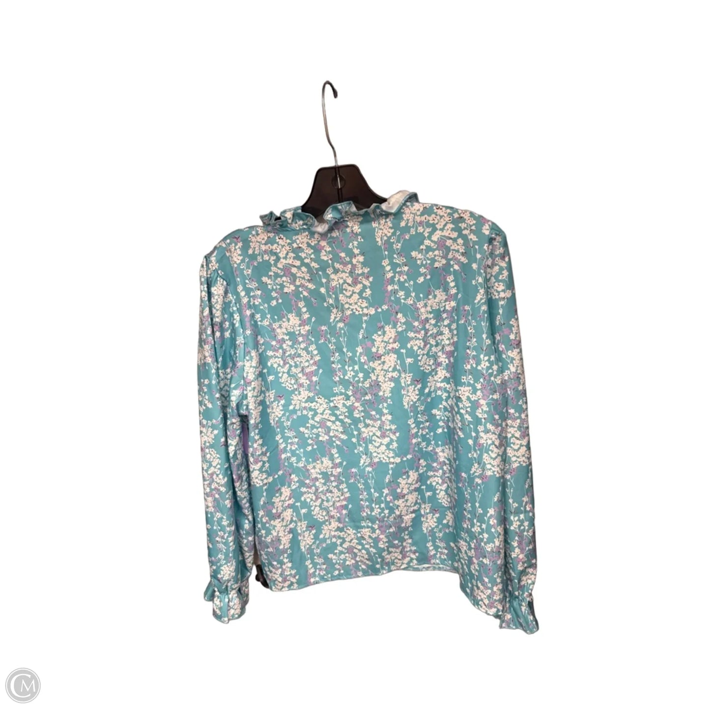 Top Long Sleeve By Shein In Blue & White, Size: L