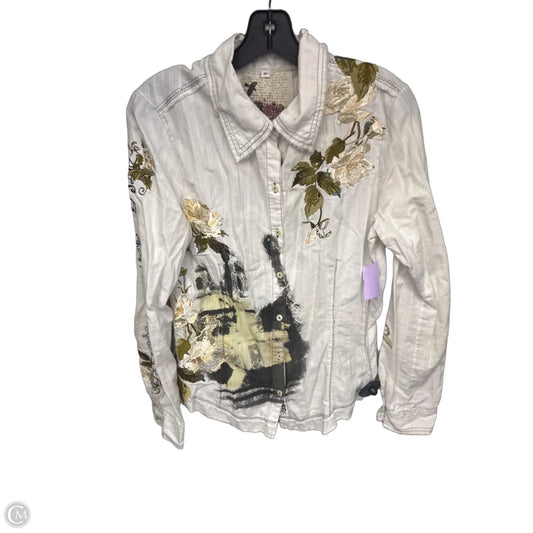 Top Long Sleeve By Johnny Was In Green & White, Size: M