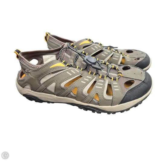 Sandals Flats By Eddie Bauer In Grey & Yellow, Size: 9