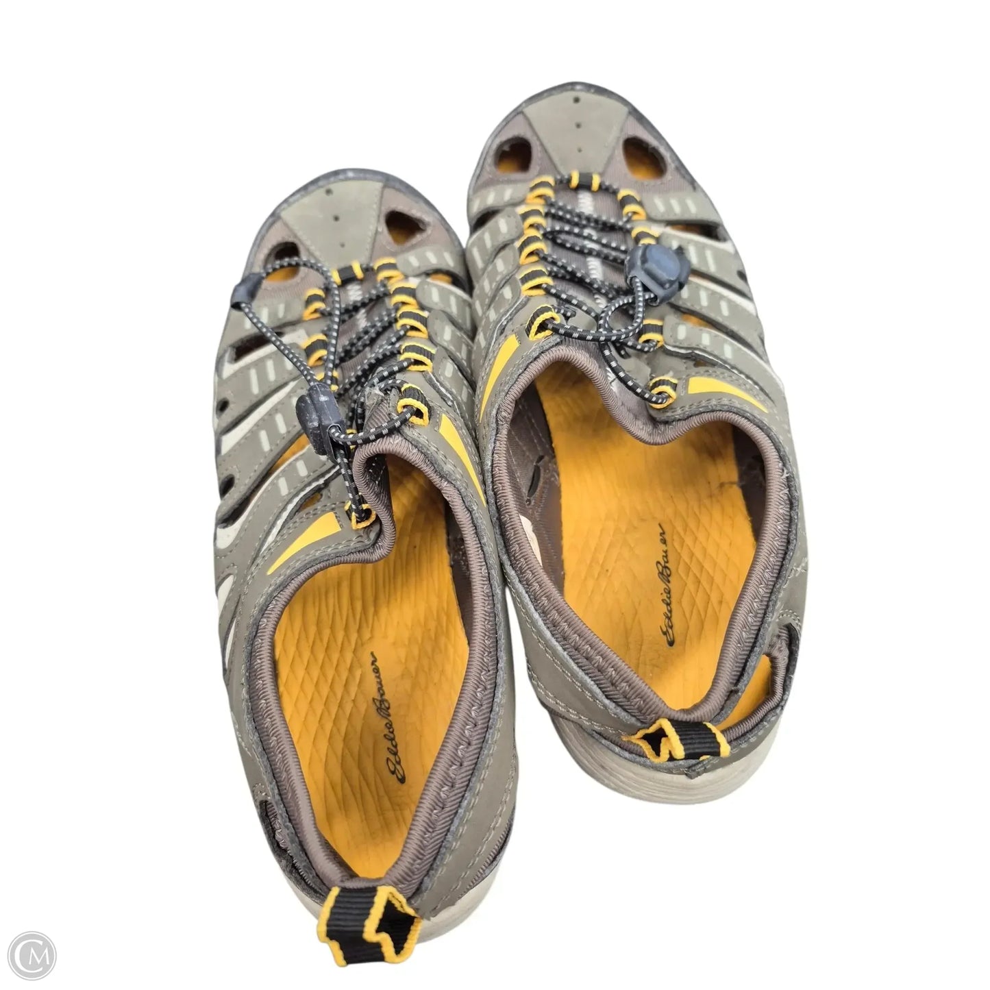 Sandals Flats By Eddie Bauer In Grey & Yellow, Size: 9