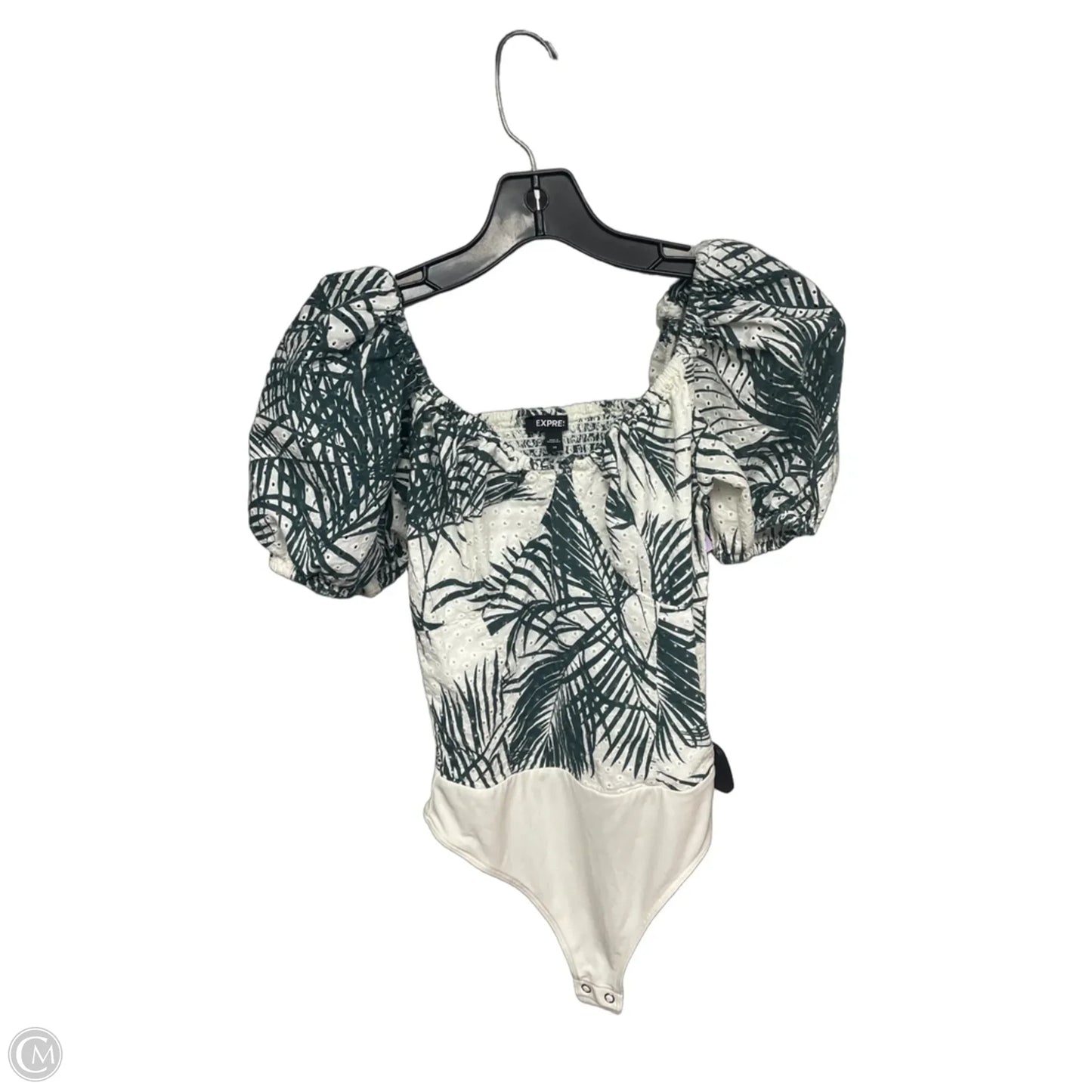 Bodysuit By Express In Green & White, Size: Xs