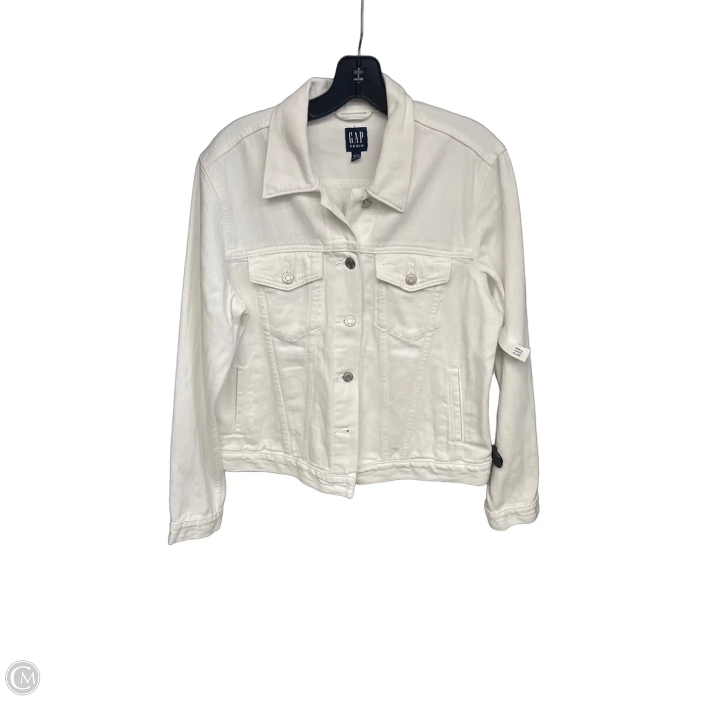 Jacket Denim By Gap In White Denim, Size: L