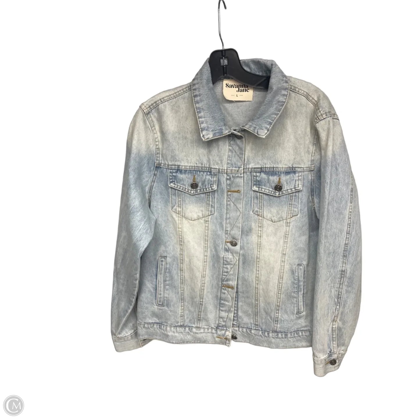 Jacket Denim By Savanna Jane In Blue Denim, Size: L